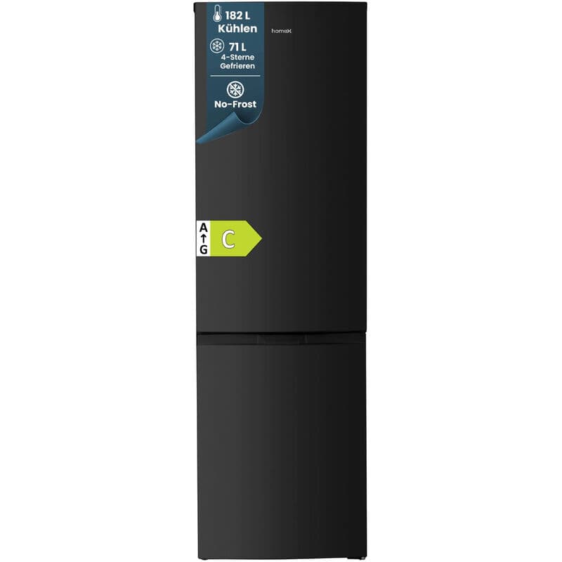 homeX Kühlschrank mit Gefrierfach No Frost, Kühl-Gefrier-Kombination freistehend, groß - 253 Liter, Super-Frost-Funktion, leise Kühlgefrierkombi,