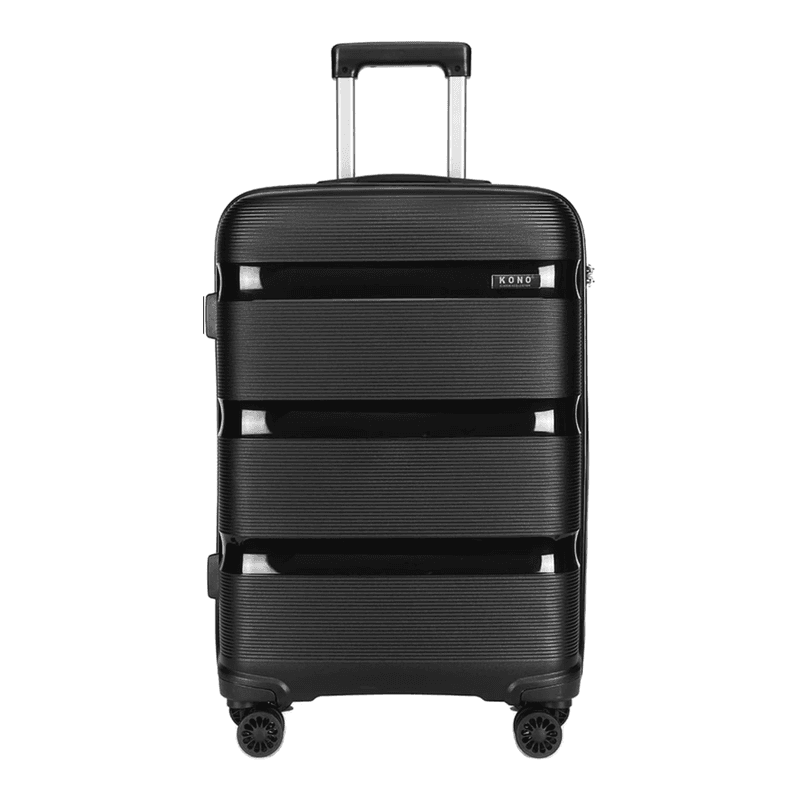 Kono 55x40x21cm Kabinentrolley Hartschale, leichtes Polypropylen, 4 Spinnerräder, mit TSA-Schloss, 40 L (Schwarz)