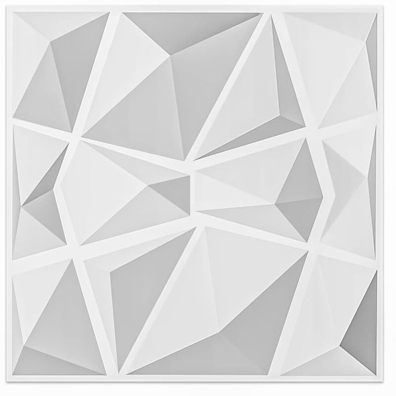 3D-Wandpaneele für Innendekoration, Antikes Diamantmuster PVC-Dekorplatten, Weiße Wandfliesen (12 Stück, 50x50cm)