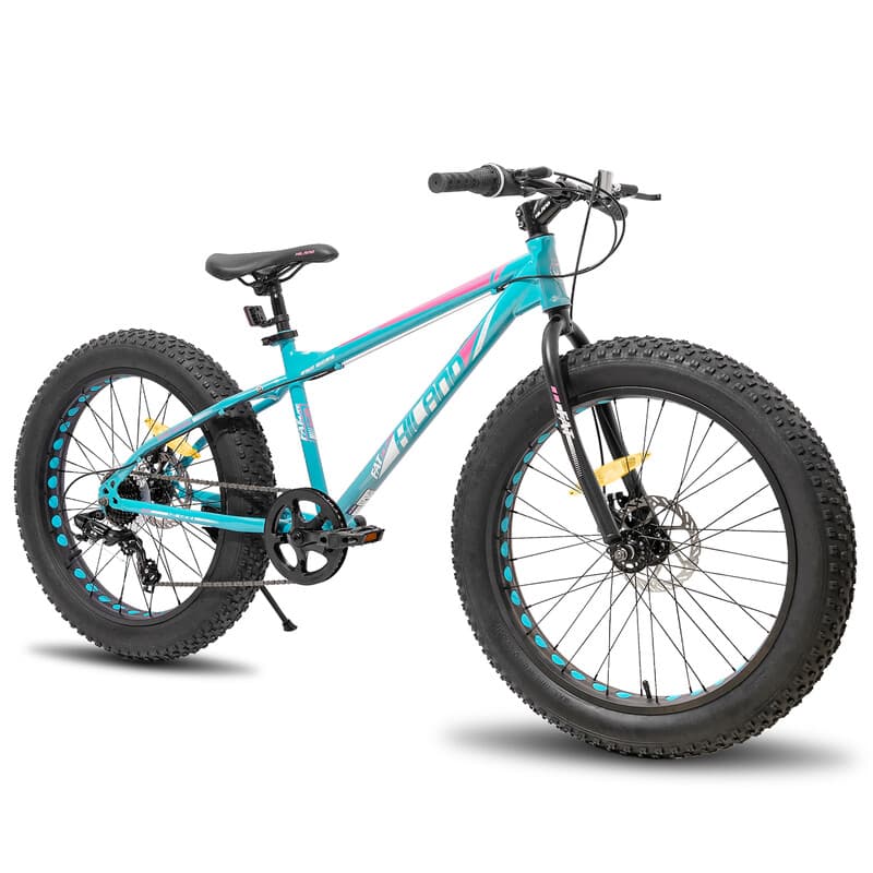 HILAND Roon Kinder-Mountainbike für Jungen und Mädchen, Fettreifen, Shimano 7-Gang, Dual-Scheibenbremse, grün, 20 Zoll