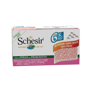 Schesir Kat Blik Gelei Kipfilet & Ham Multipack 6 x 50 gram
