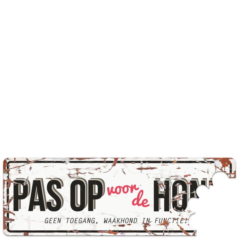 D&D Waakbord Pas op voor de hond Wit/Rood