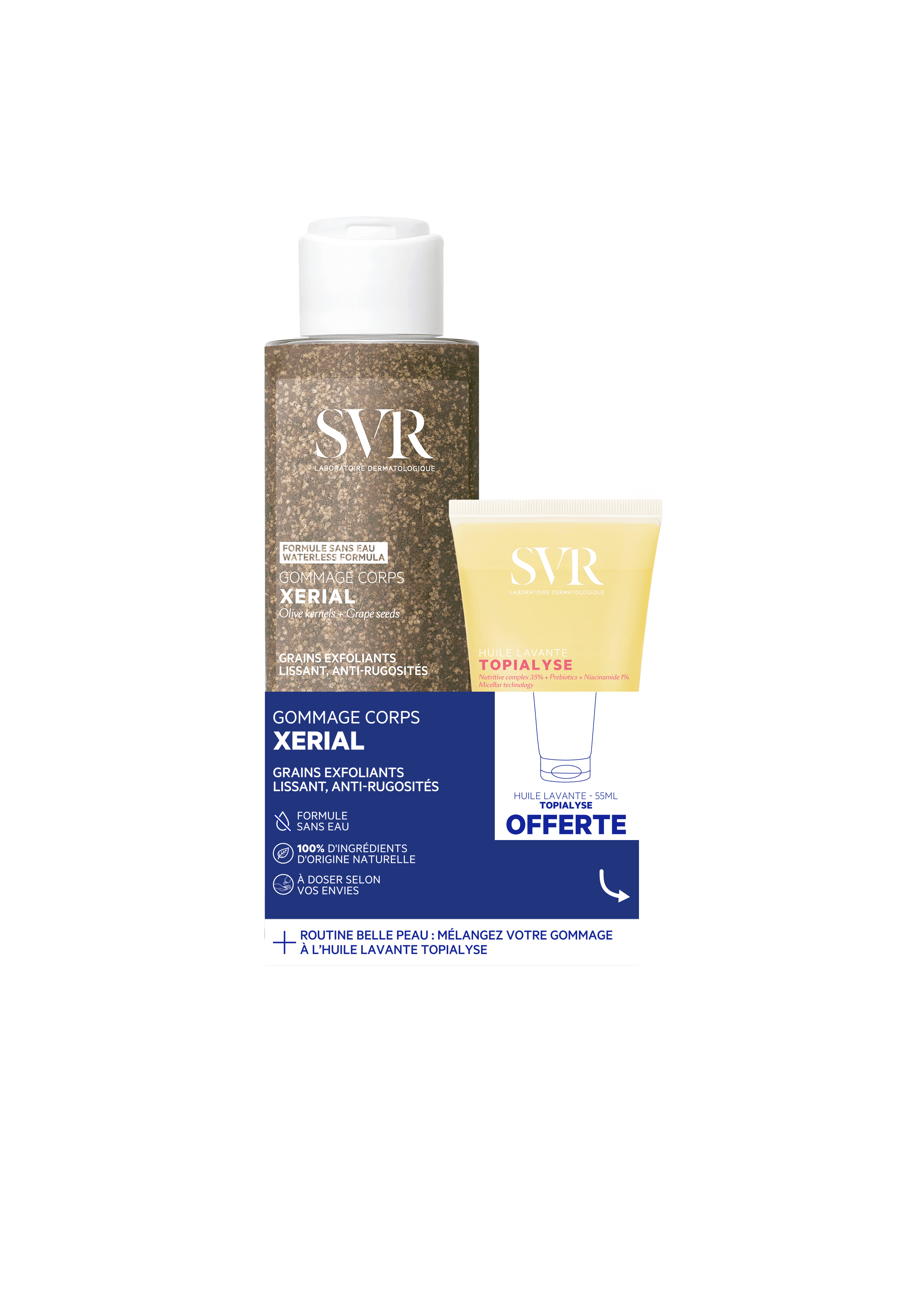 SVR Xerial Gommage + Topialyse Huile Lavante Set Pakket - 155ml