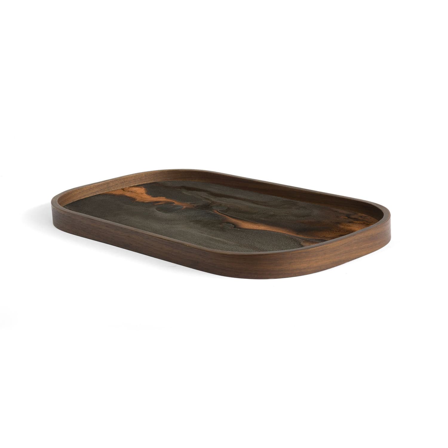 Ethnicraft - Tablett Organic - Braun - Glass mit Siebdruck - Designer Dawn Sweitzer