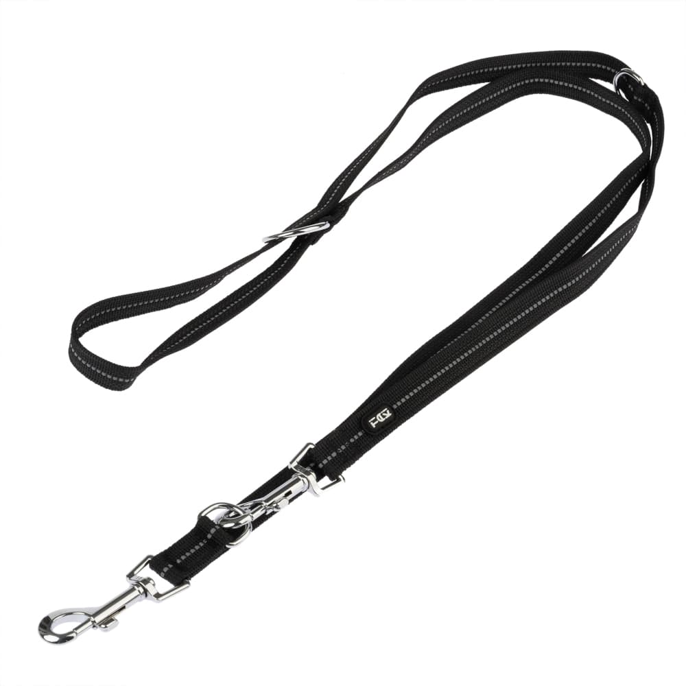 Laisse TIAKI Reflective Rubber, noir pour chien - L 200 cm, l 20 mm