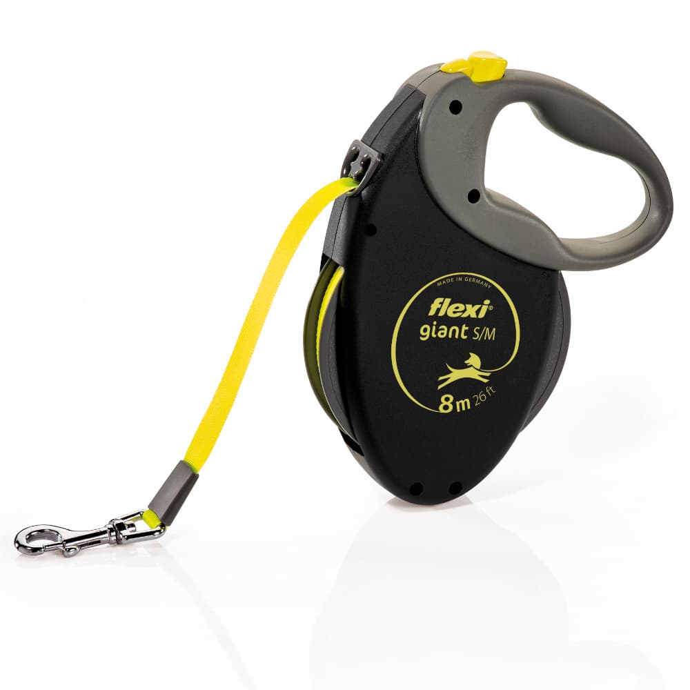 flexi laisse GIANT M 8m noir/jaune fluo chien