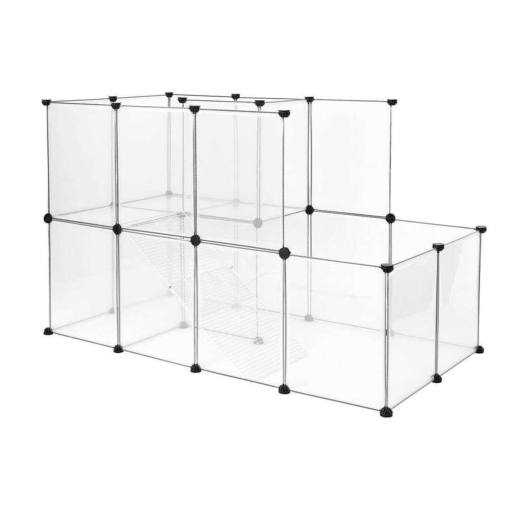 Lionto enclos en plastique sur 2 étages 147x75x92cm pour petits animaux