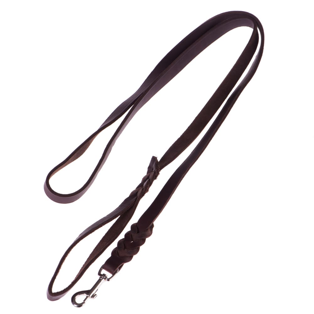 Laisse pour chien Heim au mousqueton tressé, marron - L 200 x l 1,8 cm