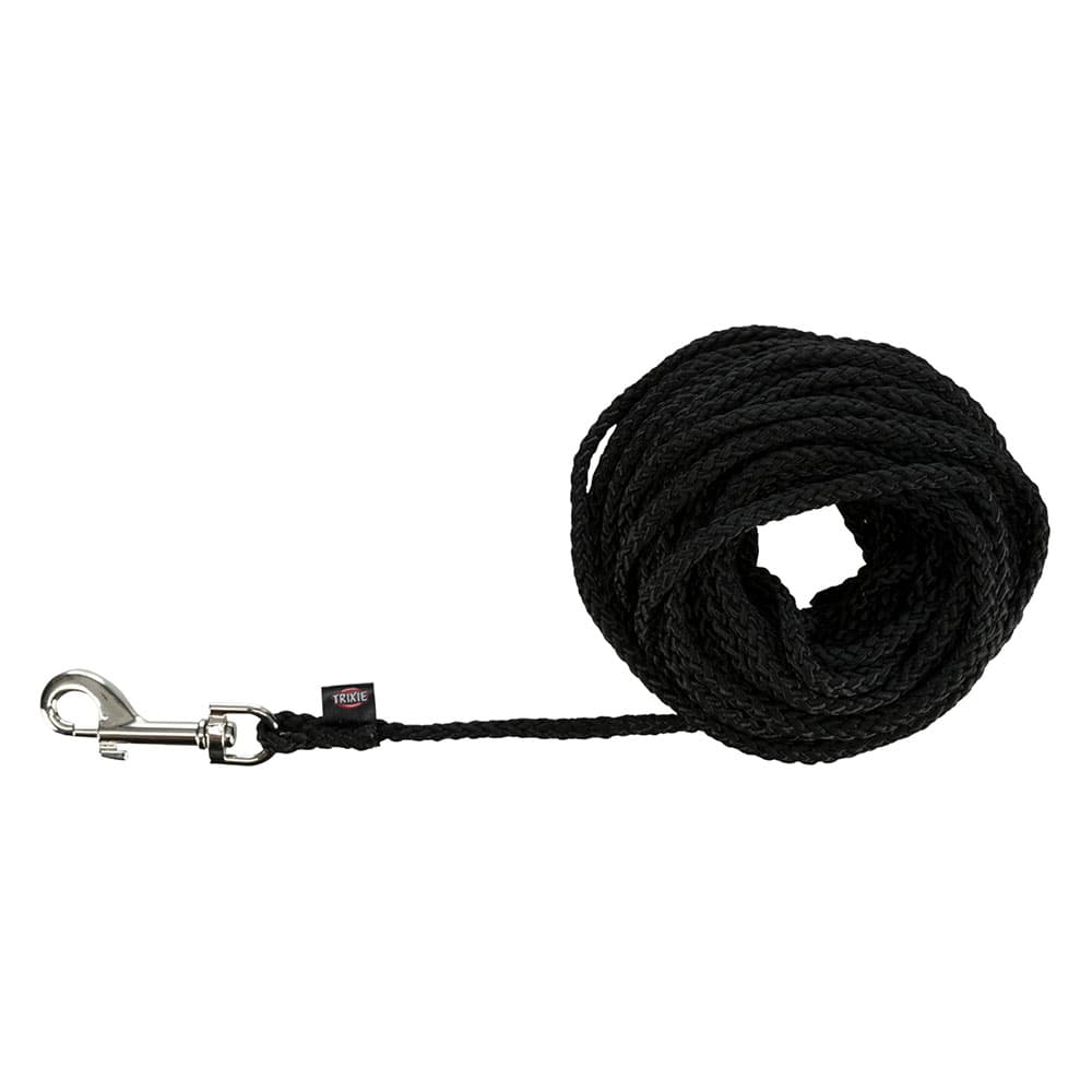 Laisse à pister Trixie ronde, noire pour chien - taille S–M : L 10 m x 5 mm de diamètre