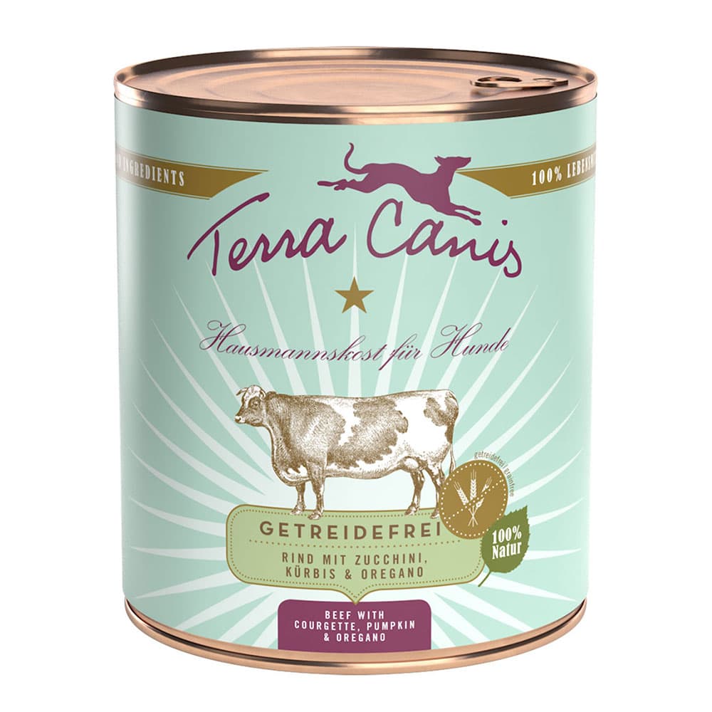 6x800g Terra Canis sans céréales, bœuf - Pâtée pour chien