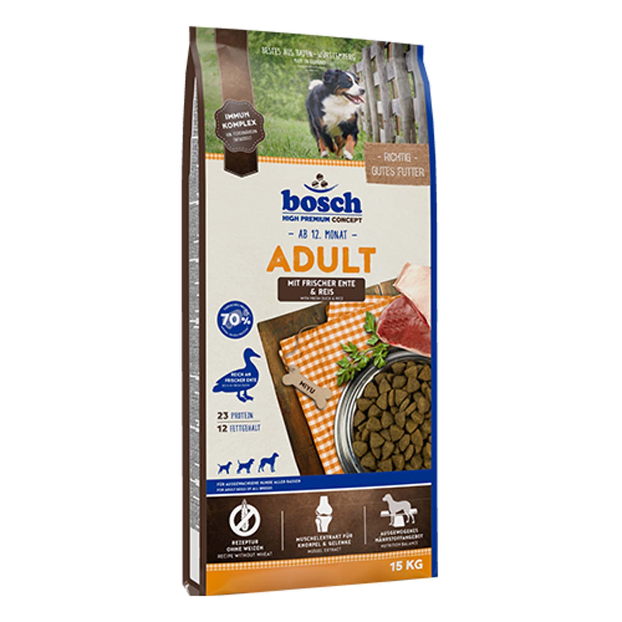 2x15kg Bosch Adult canard, riz - Croquettes pour chien