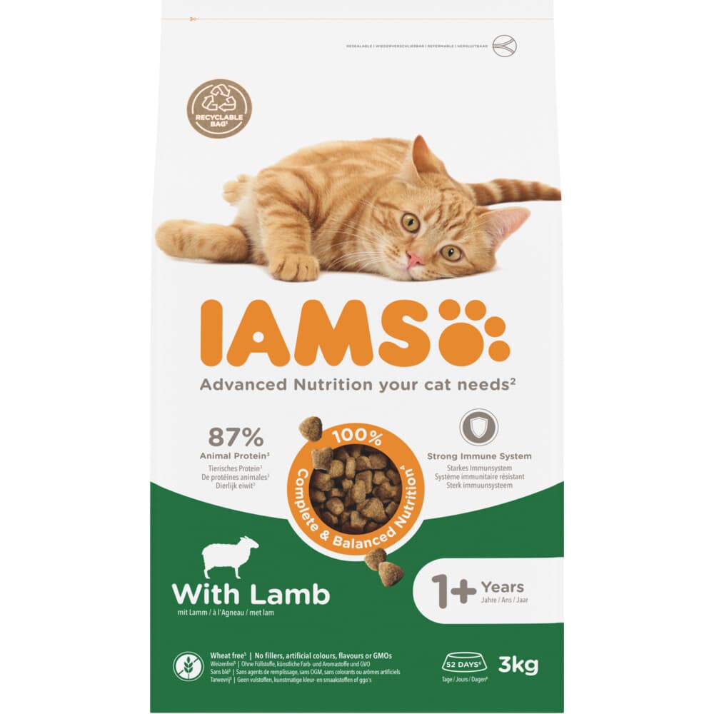 2e halve prijs: IAMS Kat Adult Lam 3 kg