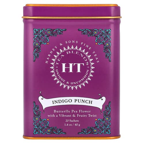 Harney & Sons, HT Tea Blends, Indigo Punch, cafeïnevrij, 20 zakjes, 40 g