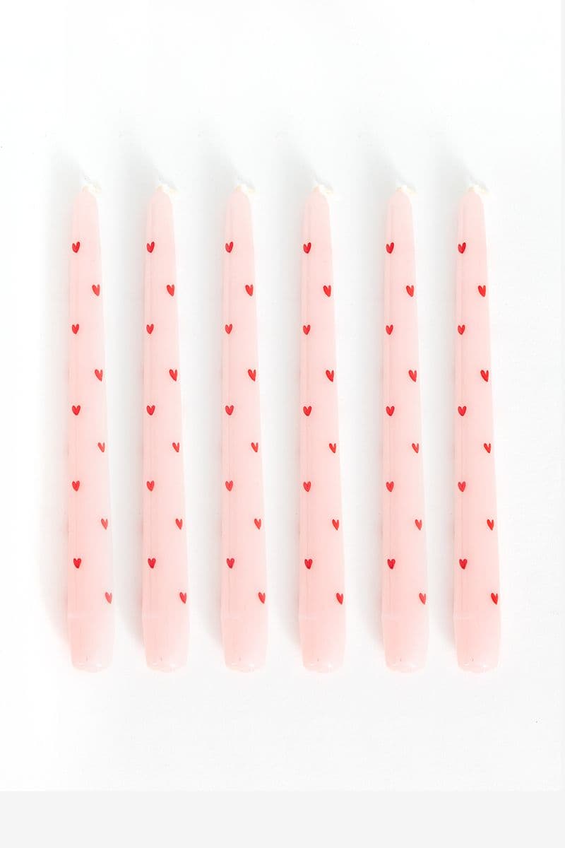 Bougies Chandelier Avec Petits Cœurs 25cm - Rose Clair