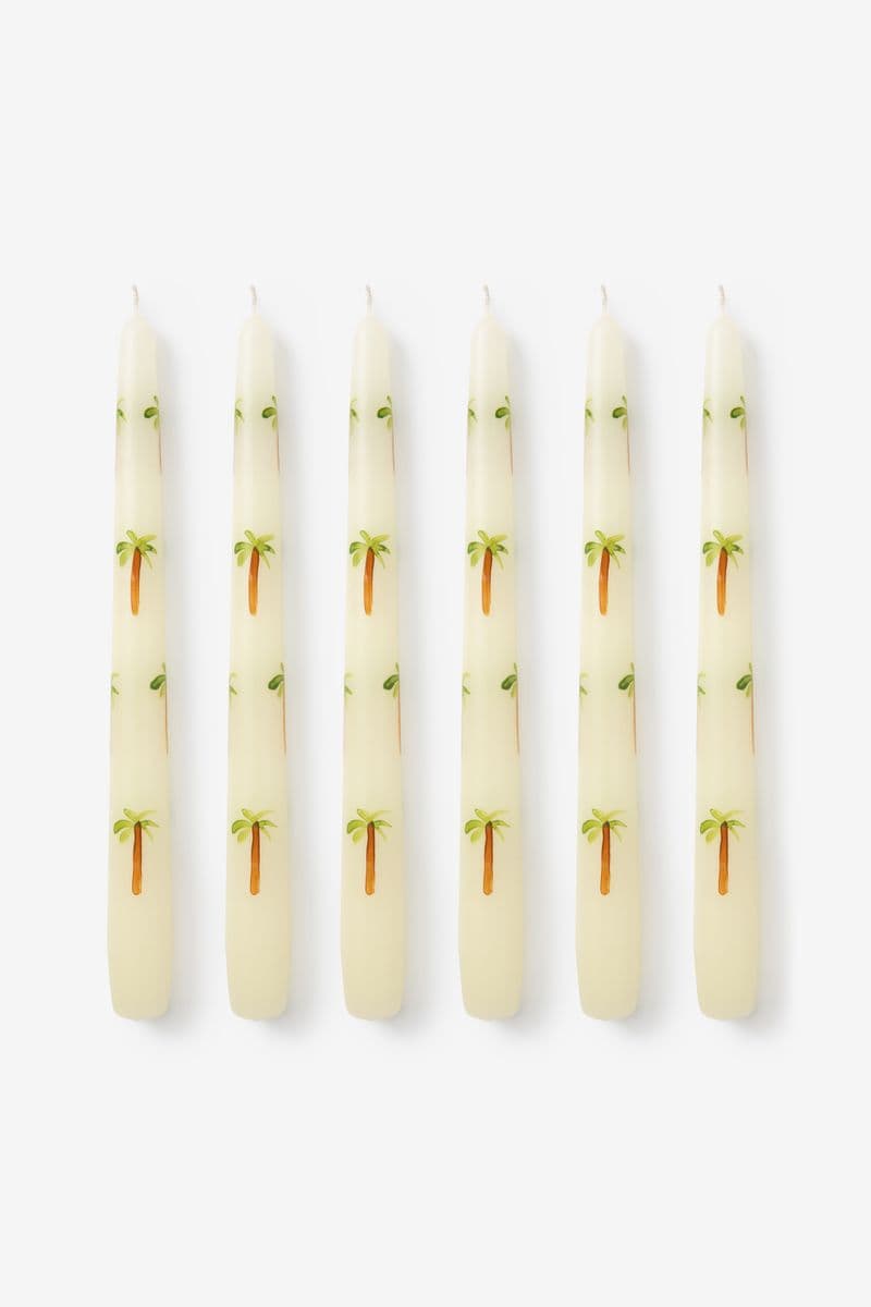 Witte Dinerkaarsen Met Palmbomen 25 Cm
