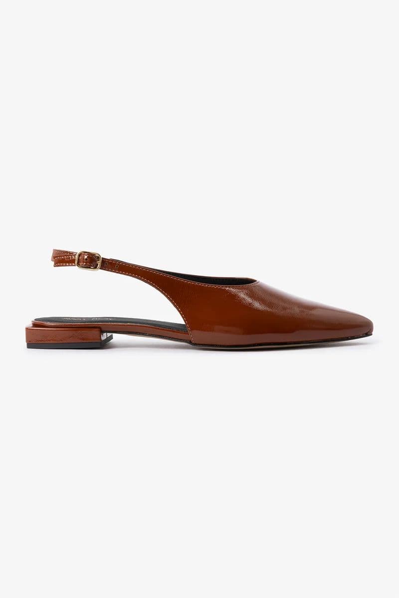 Chaussures Slingback En Cuir - Marron