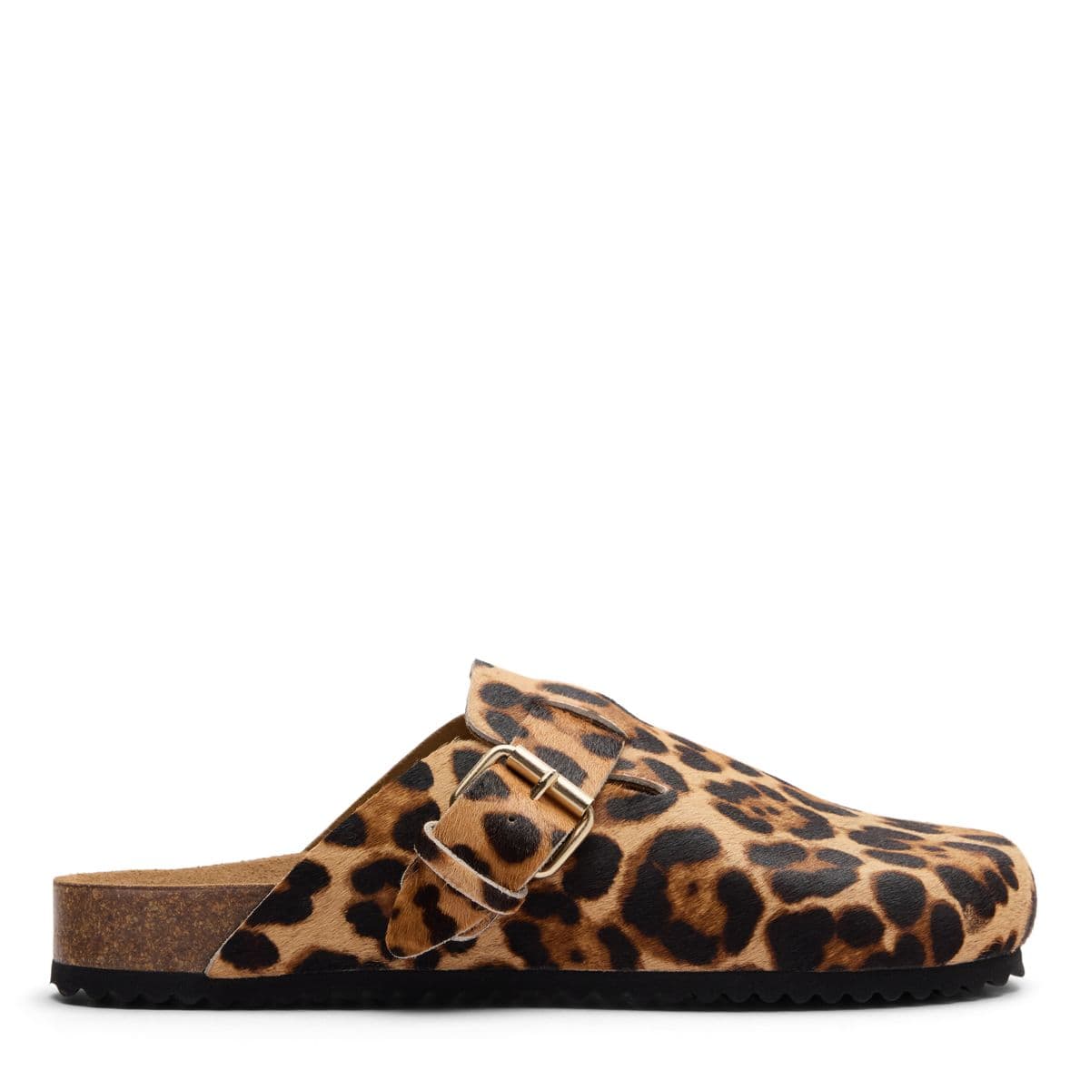 Leopard clogs met gesp
