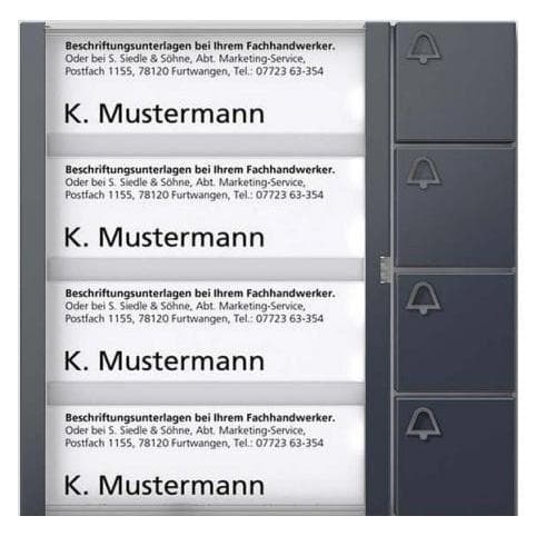 Siedle, Bel + deurintercom, Busdrukknopmodule antracietgrijs BTM 650-04 AG