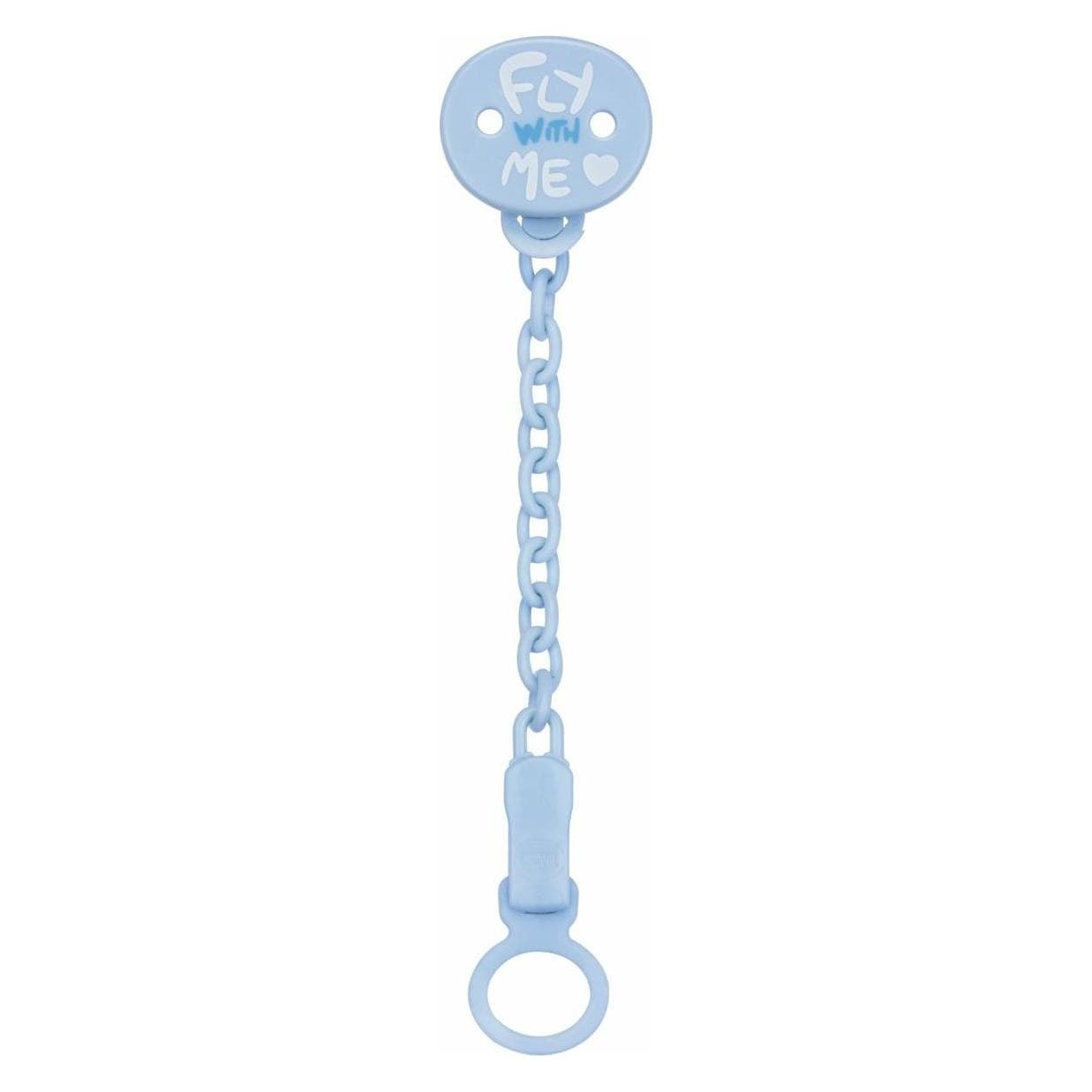 Chicco, Fopspeen accessoires, ALL YOU CAN CLIP - Zuignapclip met ketting, BLAUW - 0m+