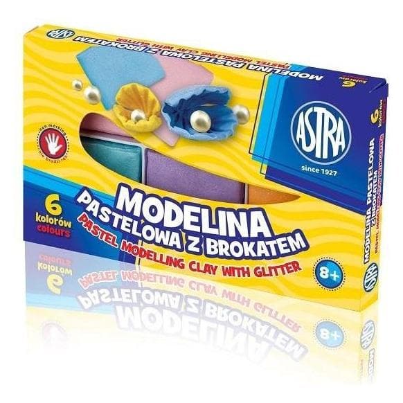 Astra Modelliermasse 6 Pastellfarben mit ASTRA-Glitzer