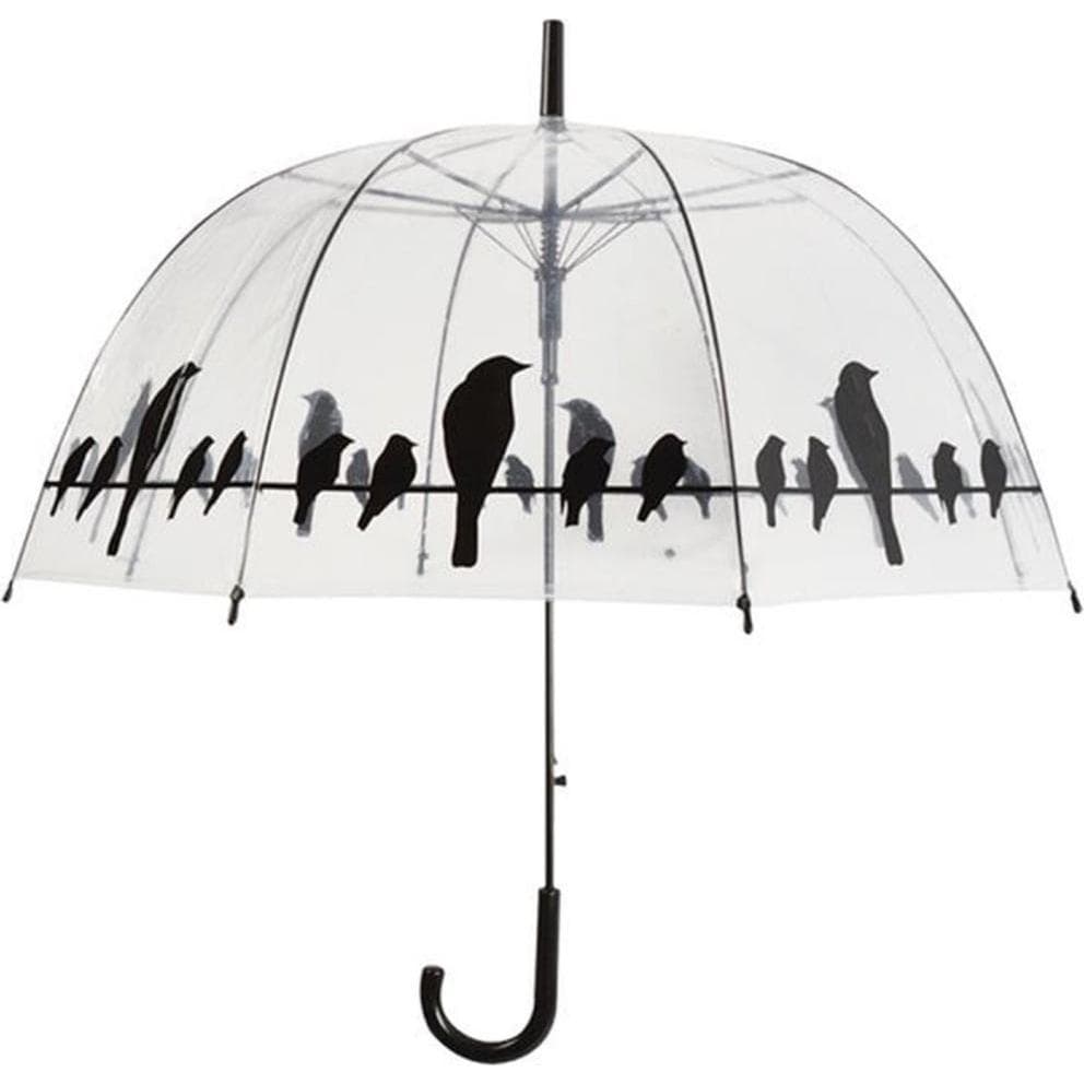 Esschert Design, Vrouwen, Paraplu, Paraplu Vogels op Draad Zwart/Transparant, Zwart