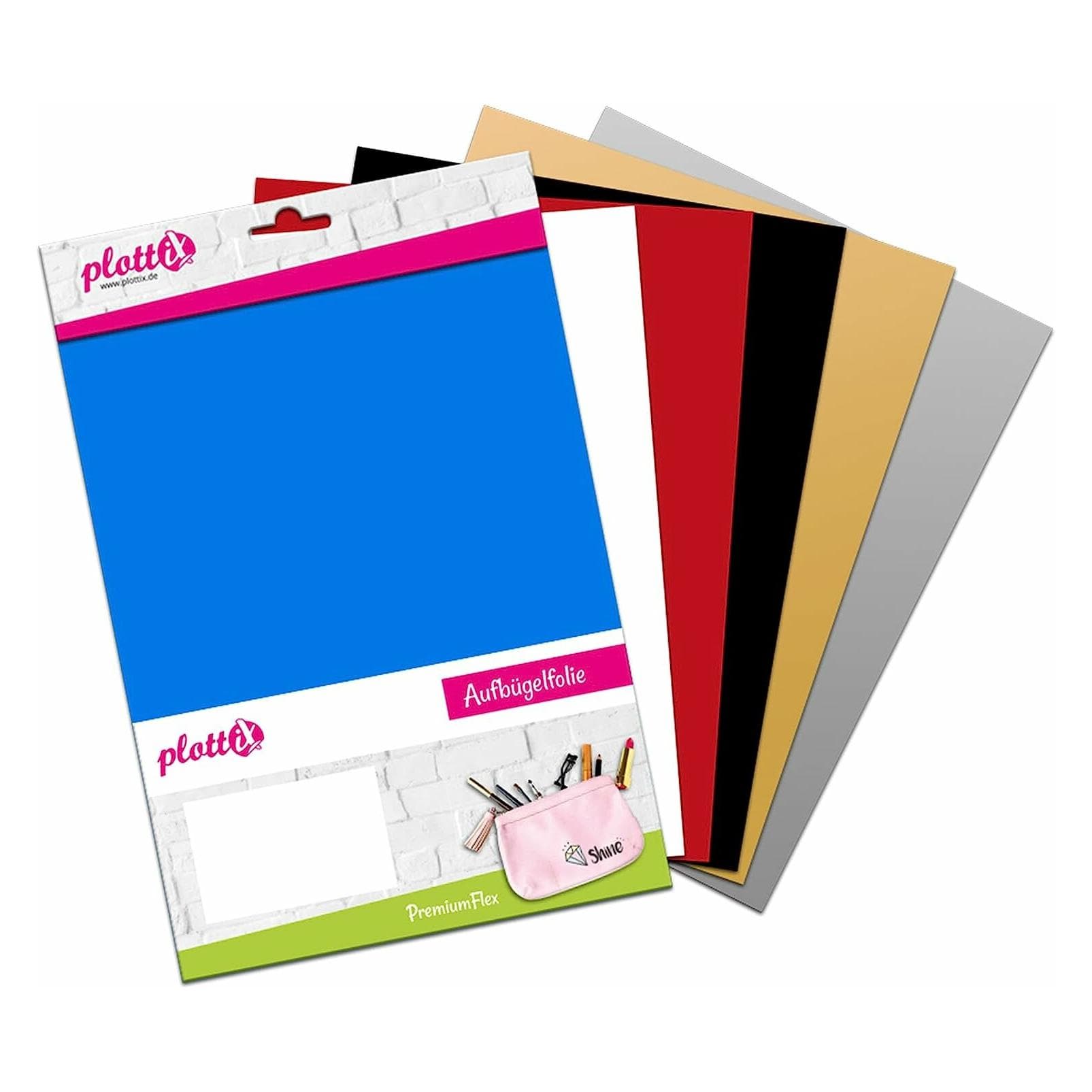 PlottiX, Accessoires voor snijplotters, PremiumFlex 20cm x 30cm Bundel 1 (6 folies)