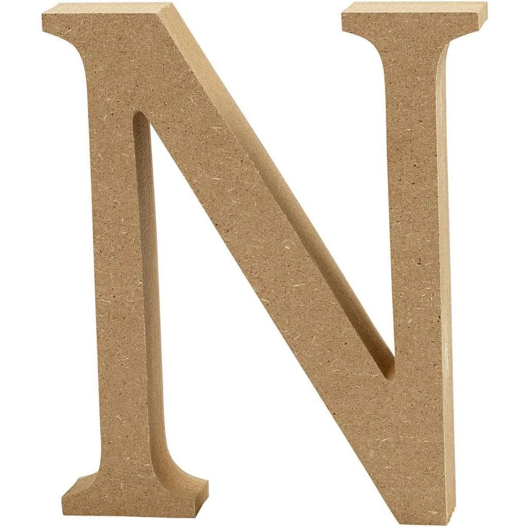 Creativ Company, Houten letters + stoffen letters, Houten letter N