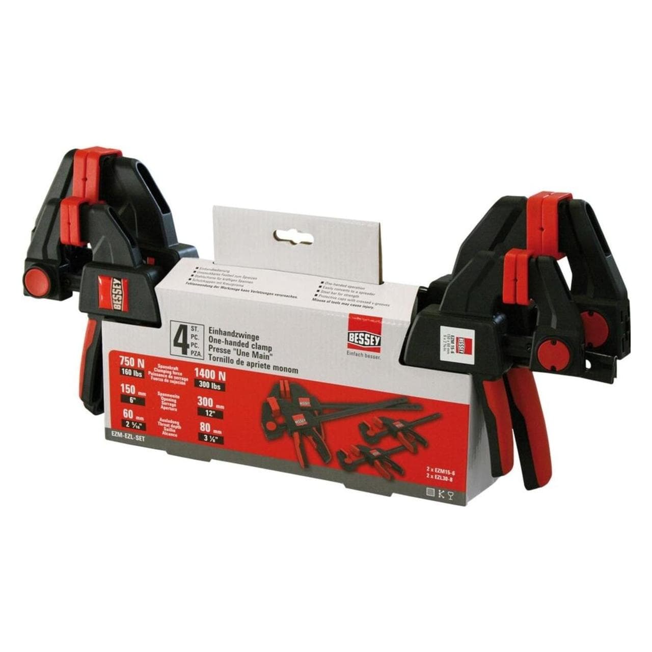 Bessey, Bankschroeven + klemmen, Eenhandsklemset (300 mm)