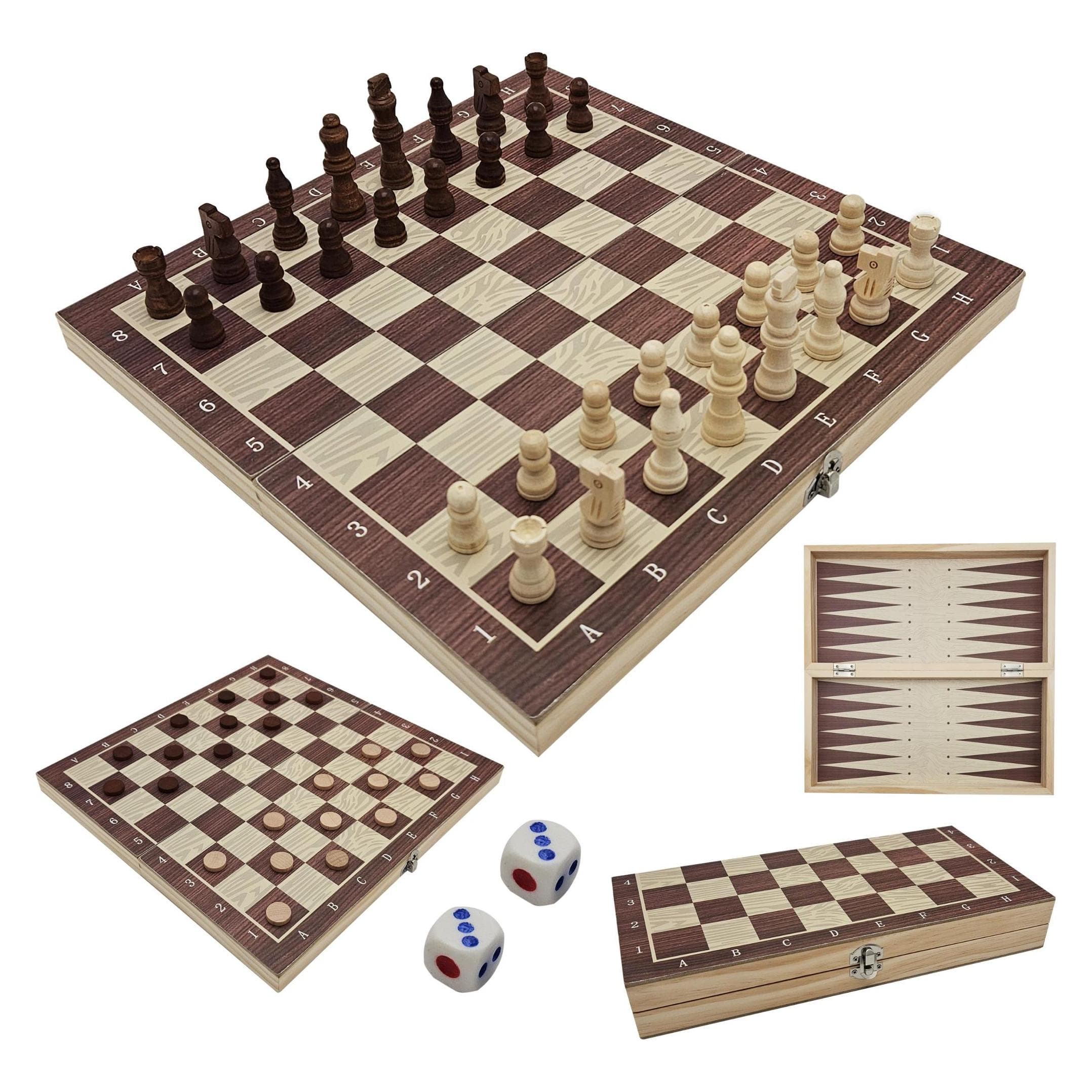Extralink Toys Drewniane Szachy 3w1 Warcaby + Szachy+ Tryktrak