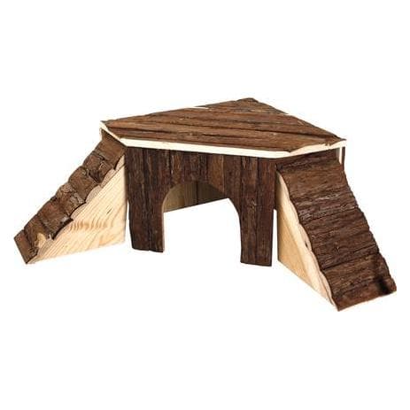 Karlie Wonderland Natuurlijk Houten Huis met Ladder, Knaagdierkooi benodigdheden