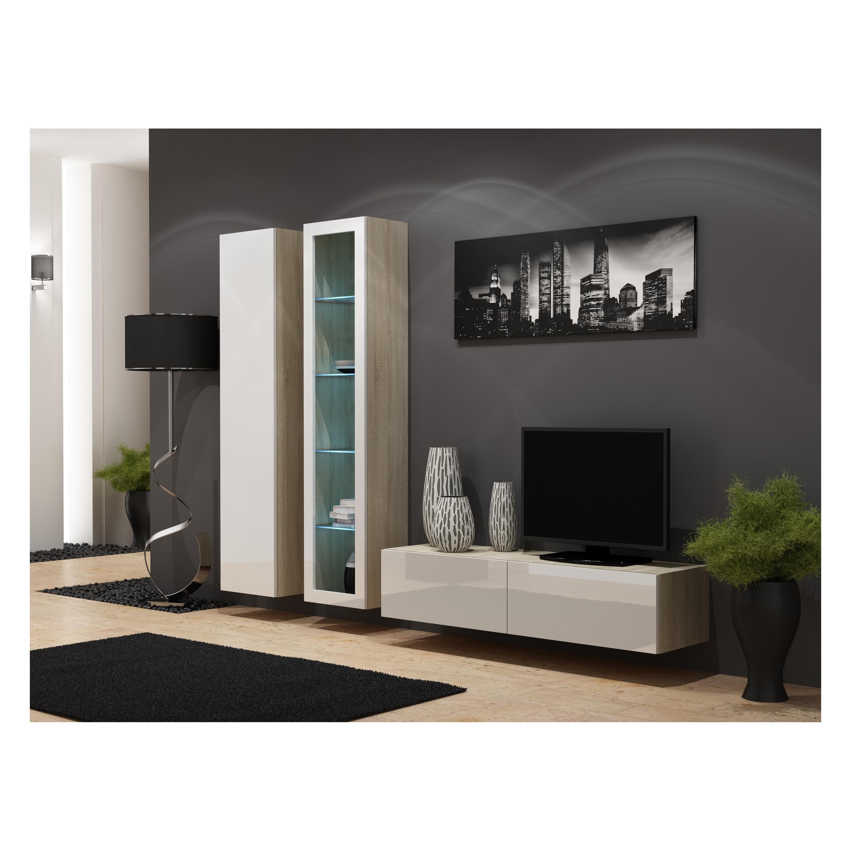 Cama, TV-meubilair, RTV VIGO140 so/b TV Stand & Entertainment Centre (140 x 40 x 30 cm)