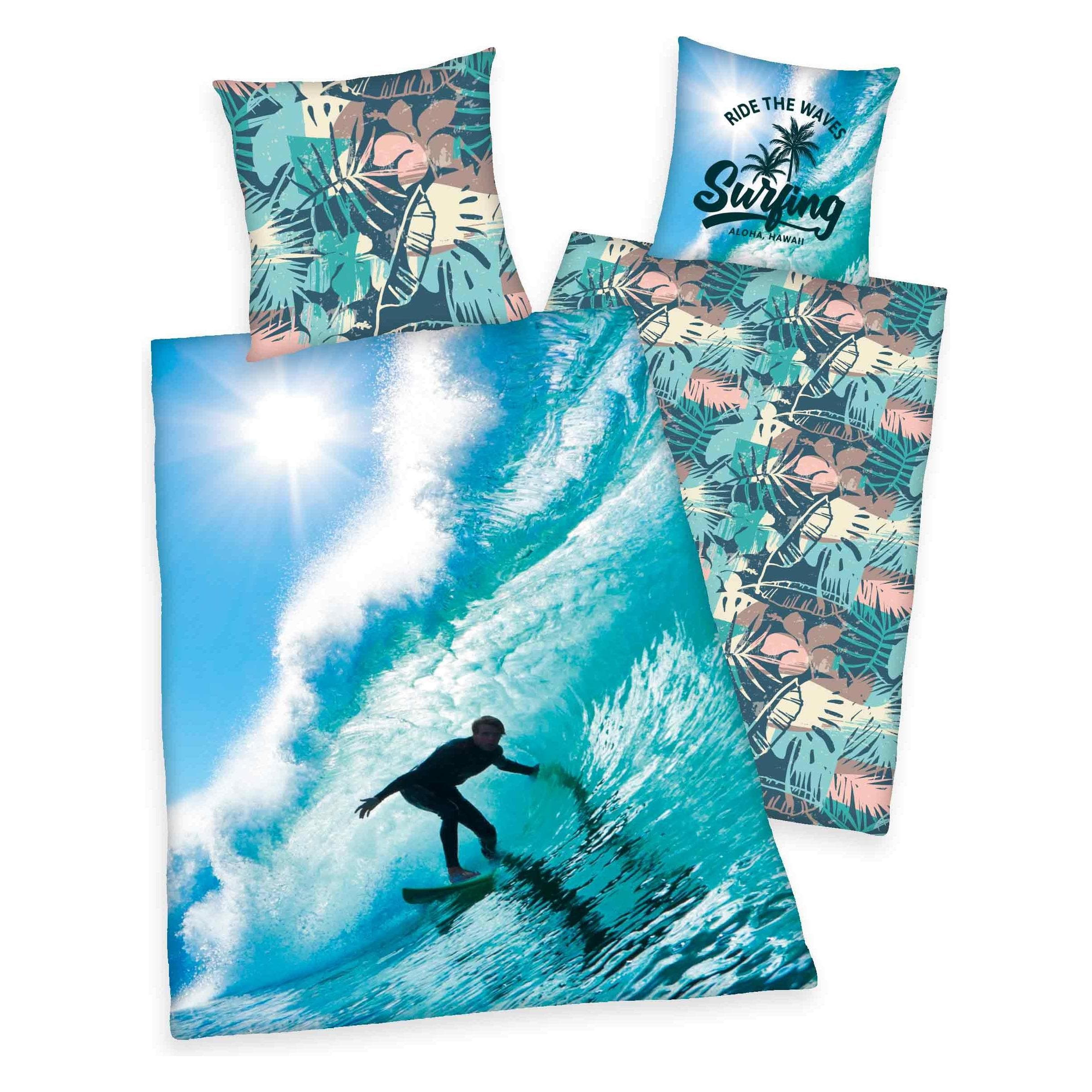 Herding, Beddengoed voor kinderen, Omkeerbaar beddengoed "Surfen (135 x 200 cm, 80 x 80 cm)