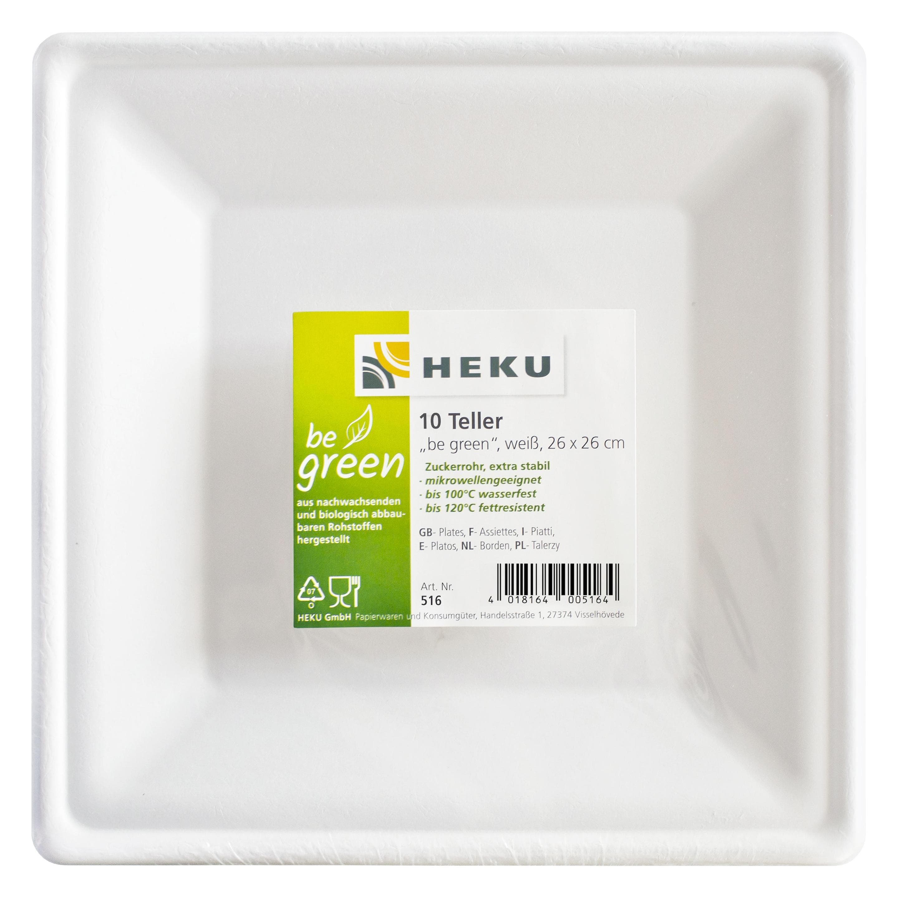 Heku, Wegwerpservies, Be green wegwerp vierkant bord (10x)