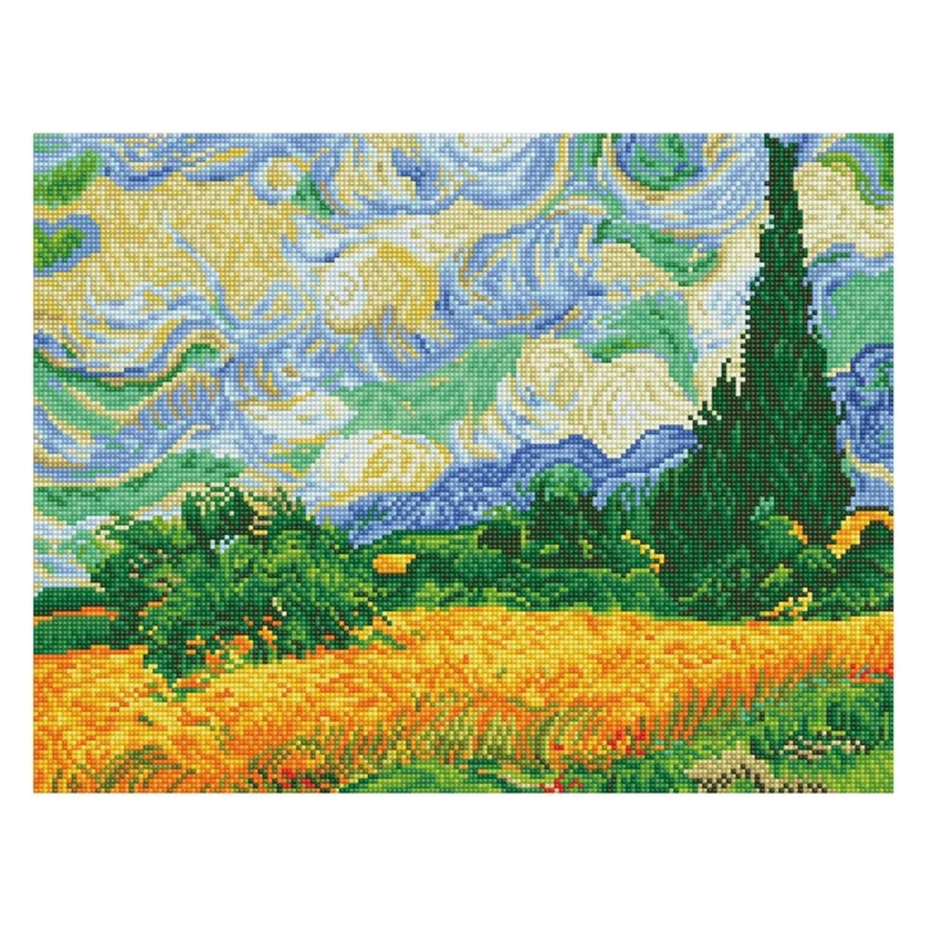 Diamond Dotz Diamantschilderij Korenveld met cypressen (Van Gogh)