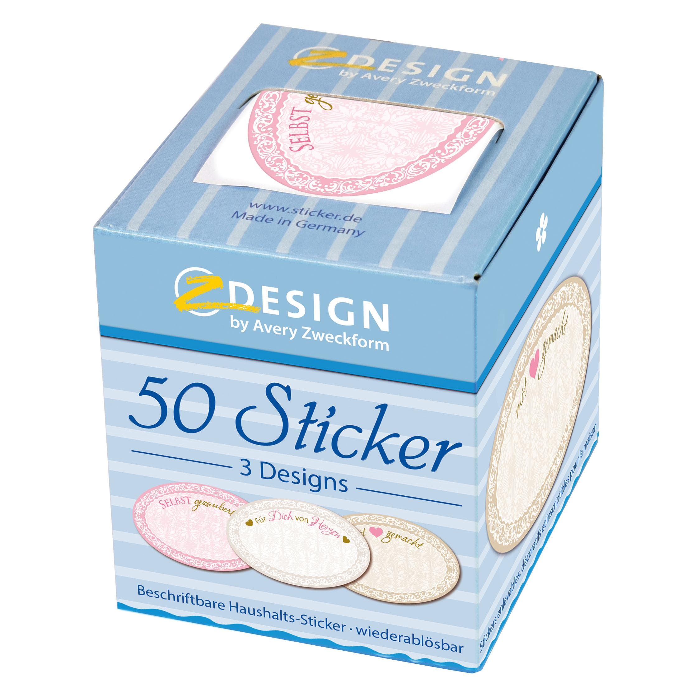 Avery, Stickers, Zweckform ZDesign stickers op rol "Zelfgemaakte etiketten van papier, verwijderbaar, beschrijfbaar (50 Sticker)