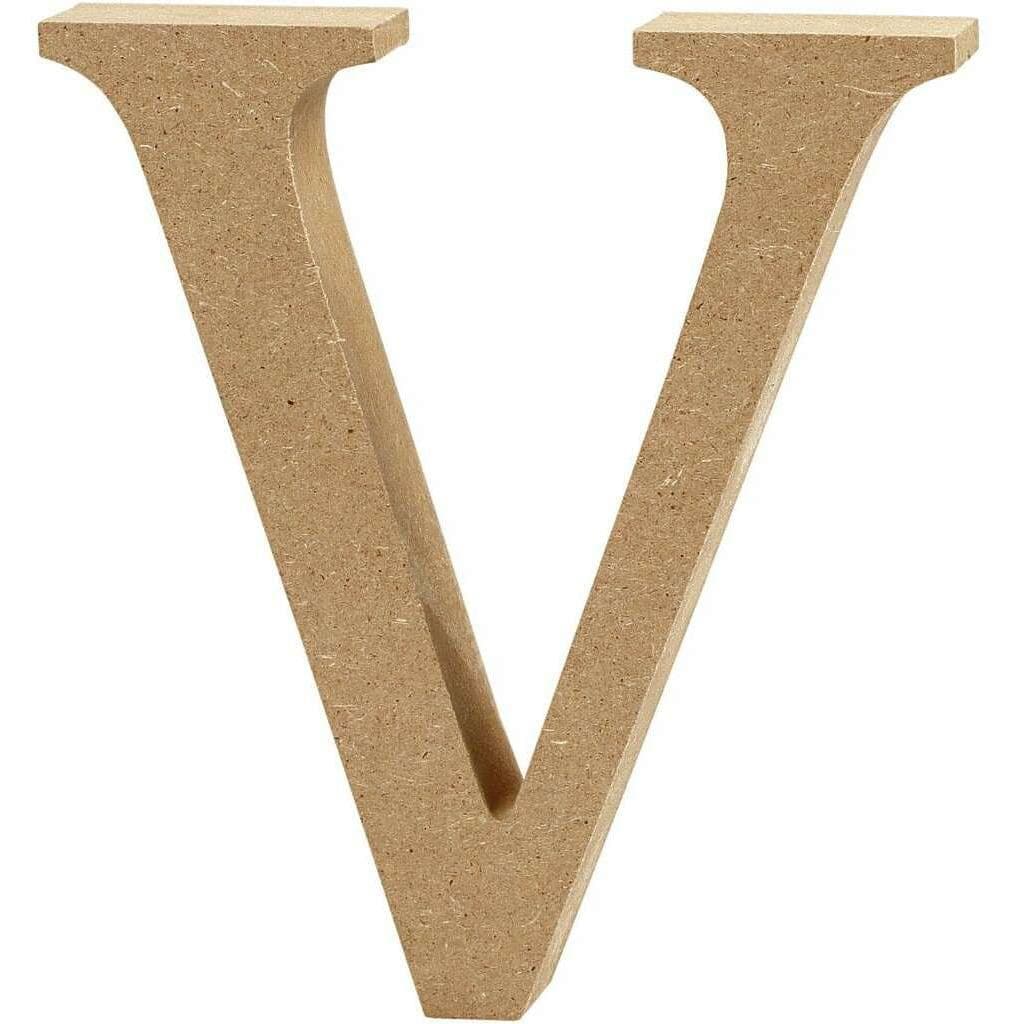 Creativ Company, Houten letters + stoffen letters, Houten letter V
