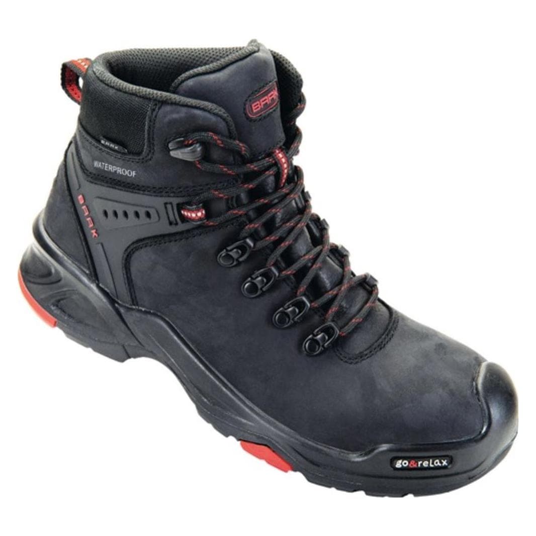 Baak, Werkschoenen, Veiligheidsschoen Bailey maat 45 zwart/rood S3 SRC HRO WR EN ISO 20345 rundsleder (S3, 45)
