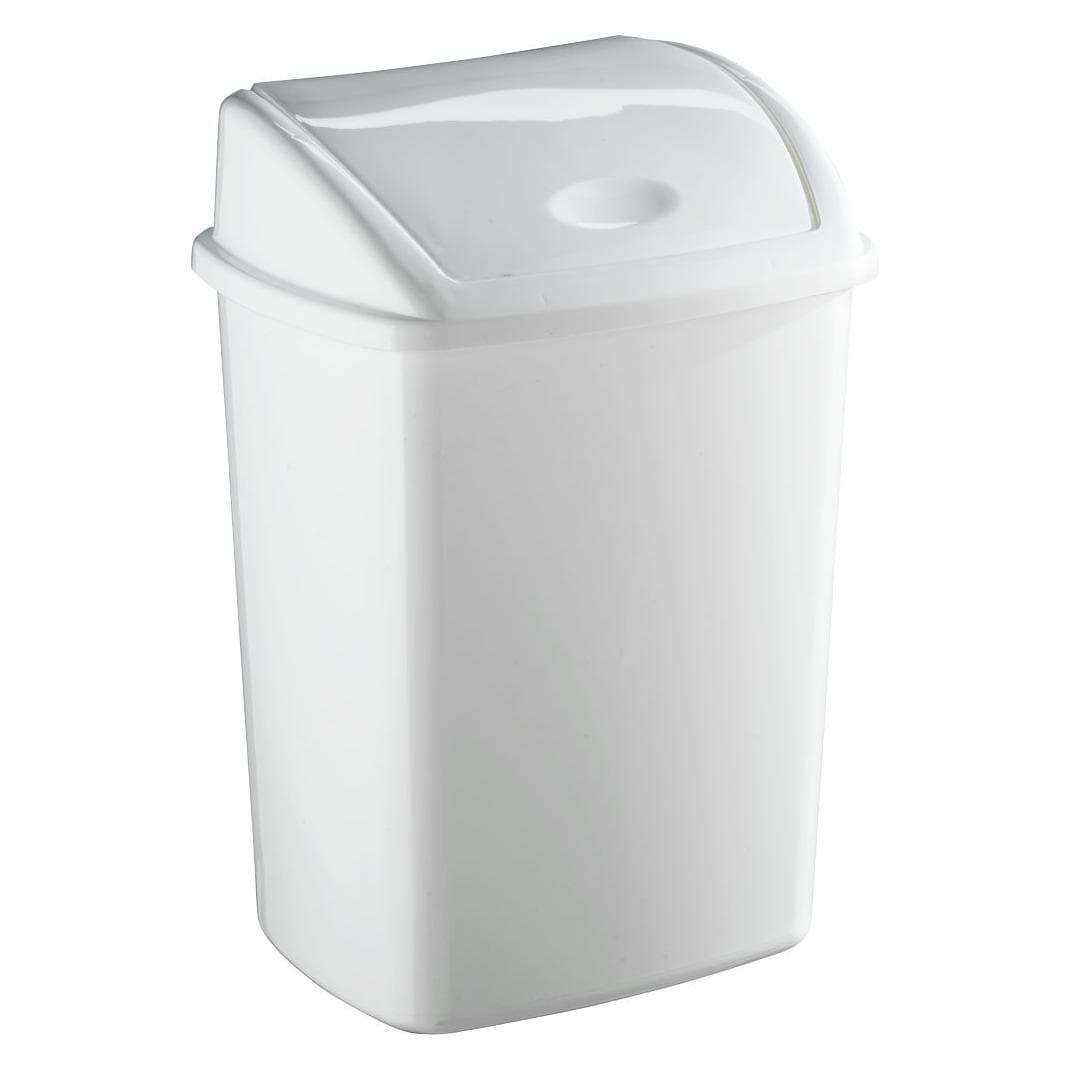 Vepa Bins Afvalbak met klapdeksel, van kunststof, inhoud 50 l, grijs/zwart, Vuilnisbak, Wit
