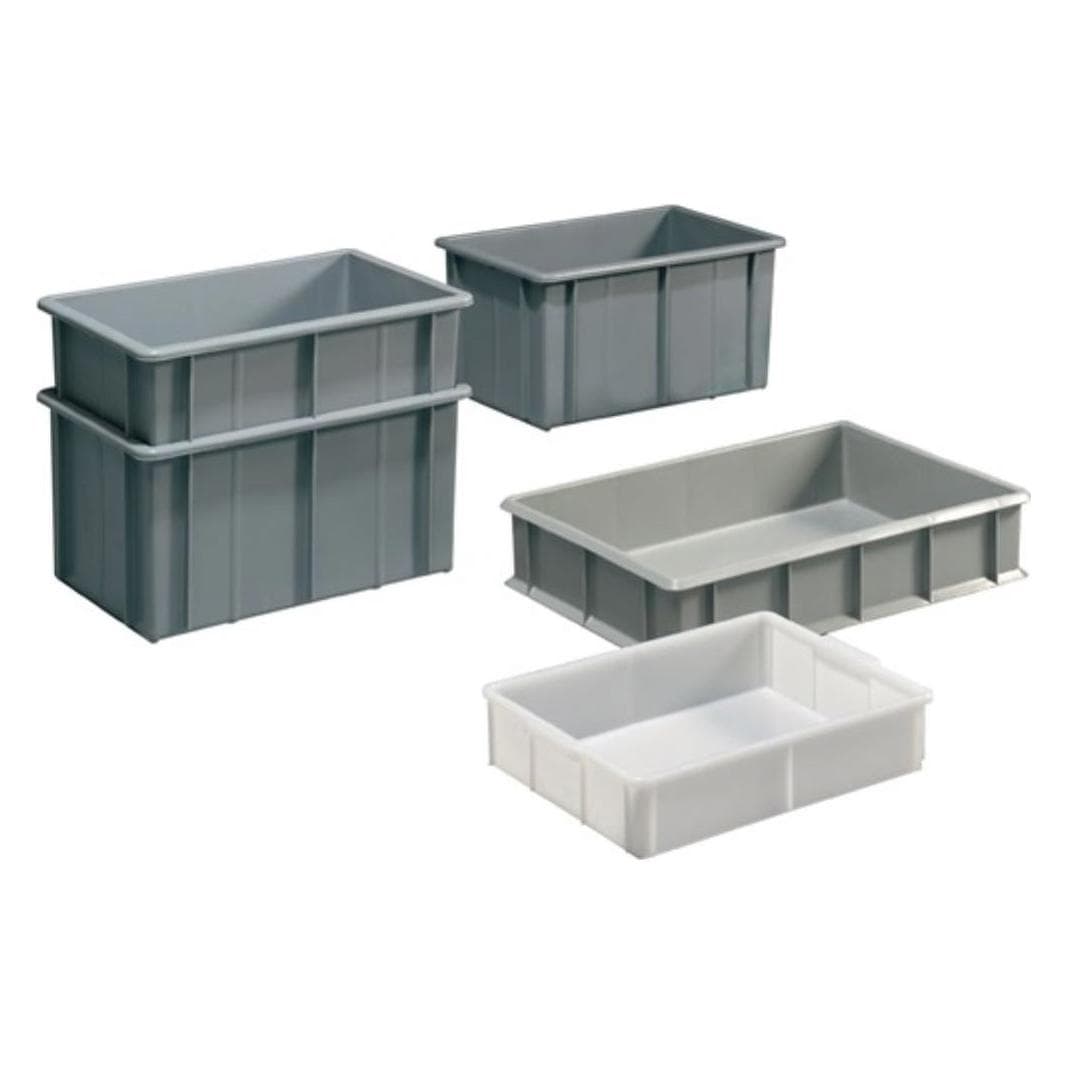 Mauser, Opslagcontainer, Transport stapelbak hoekig 20,0 l PE grijs L600xB400xH120mm