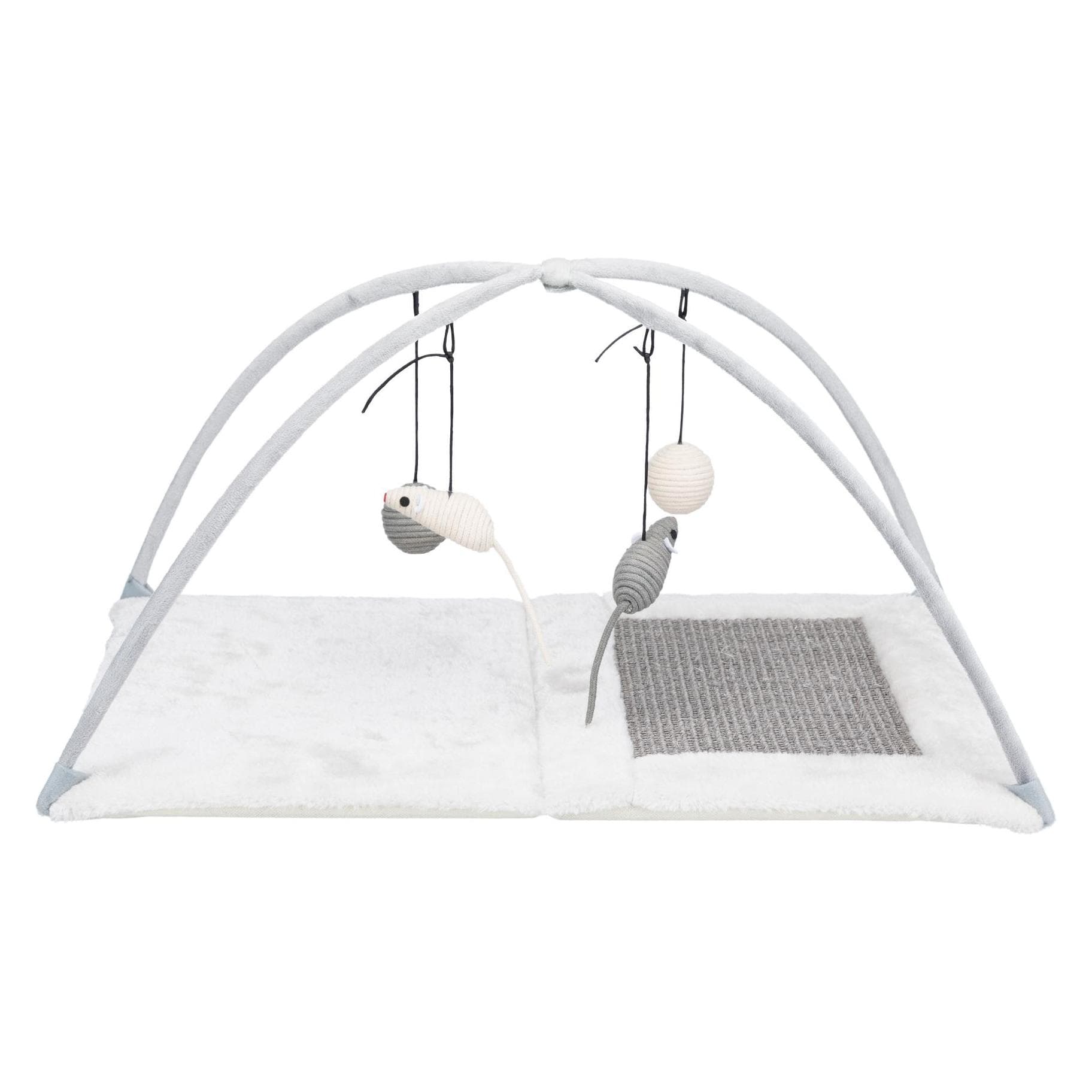 Trixie Krabmat met speeltjes aan een riem (42 cm, Beige), Krabpaal