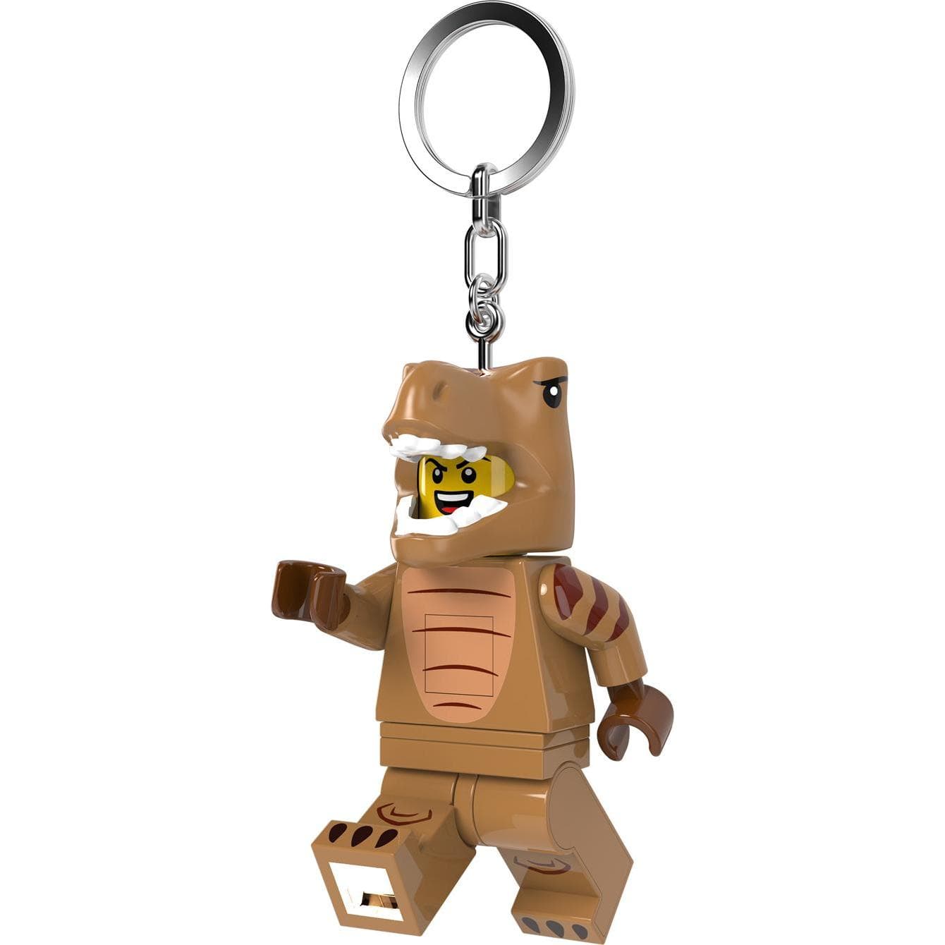 LEGO, Unisex, Sleutelhanger, Minifigures Schlüsselanhänger mit Leuchtfunktion T-Rex Kostüm-Fan 8 cm, Bruin