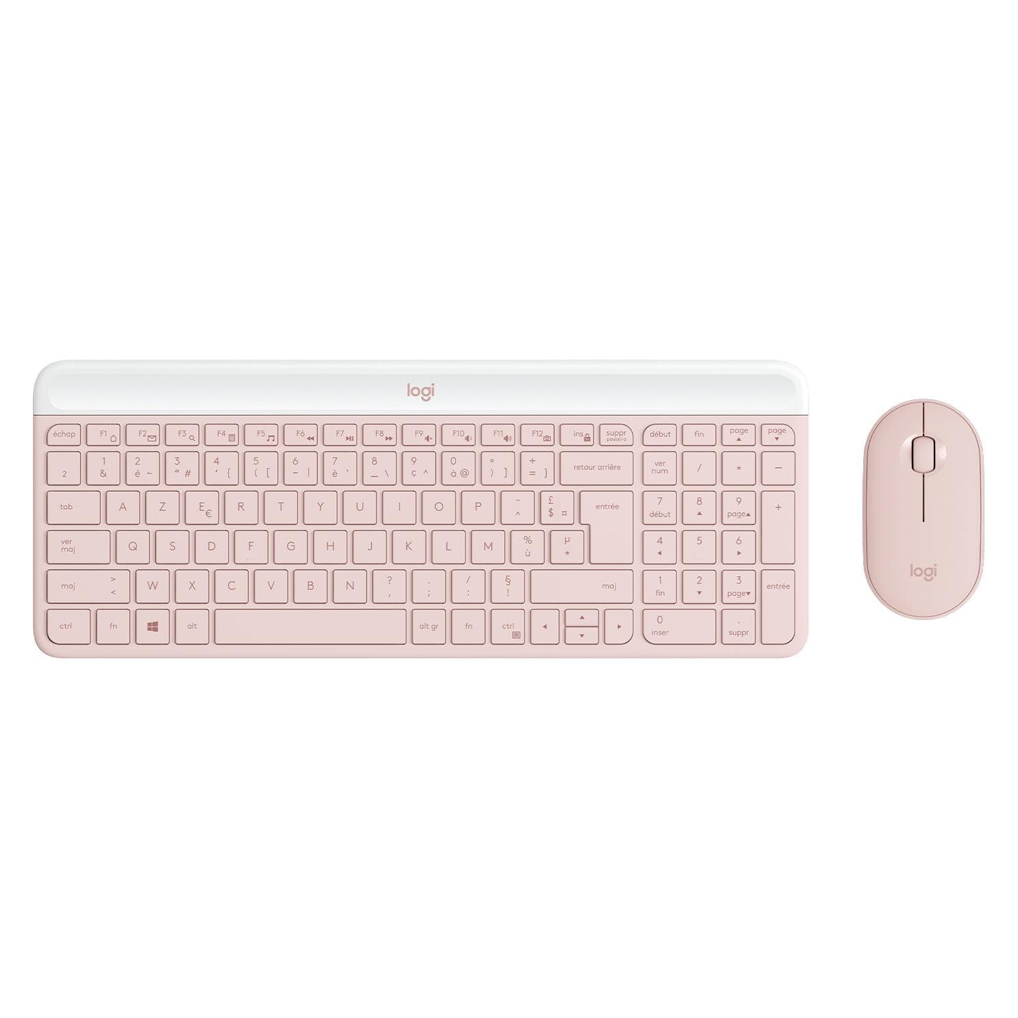 Logitech MK470 Slim Combo (FR, Bedraad), Toetsenbord, Roze