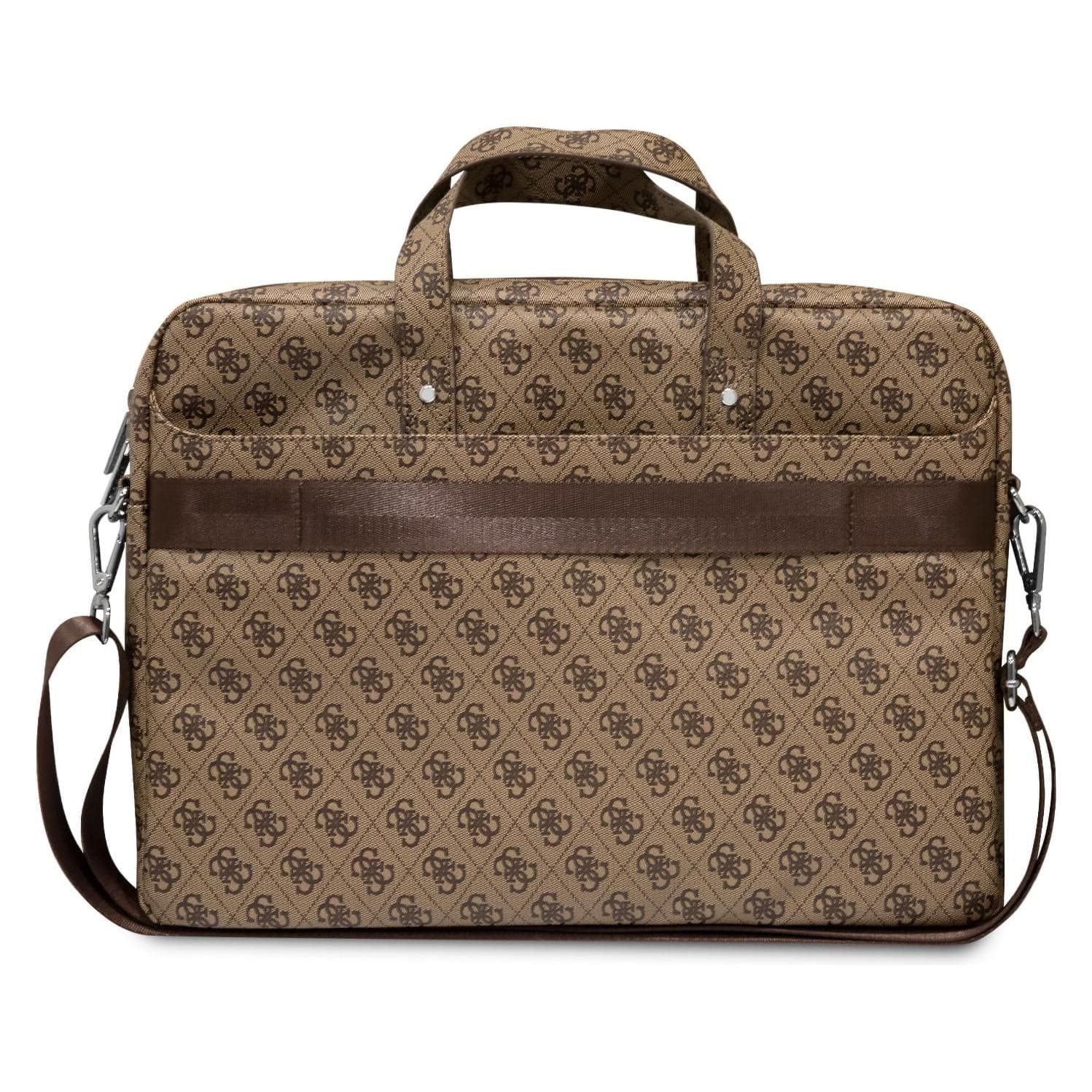 Guess Torba GUCB15P4TW 16" brązowy/bruine Saffiano 4G Driehoek Logo, Laptoptas, Bruin