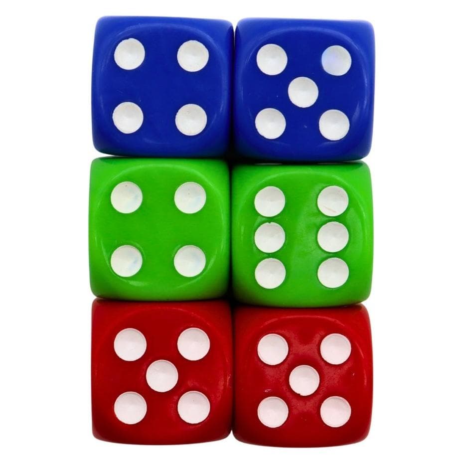 Magni Würfel Dice Game 18mm blau grün rot 6 Stück