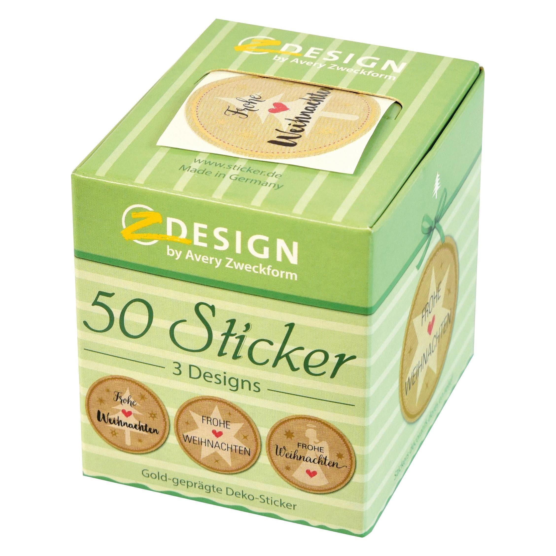 Avery, Stickers, Sticker op rol Vrolijk Kerstfeest 50 stuks Bruin/Goud (50 Sticker)