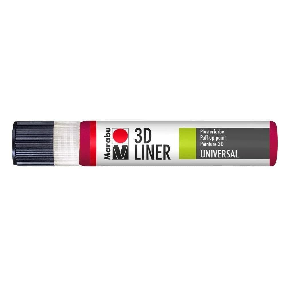 Marabu, Kleuren + verf voor doe-het-zelvers, Textielverf 3D-Liner, 25 ml, robijnrood (25 ml)