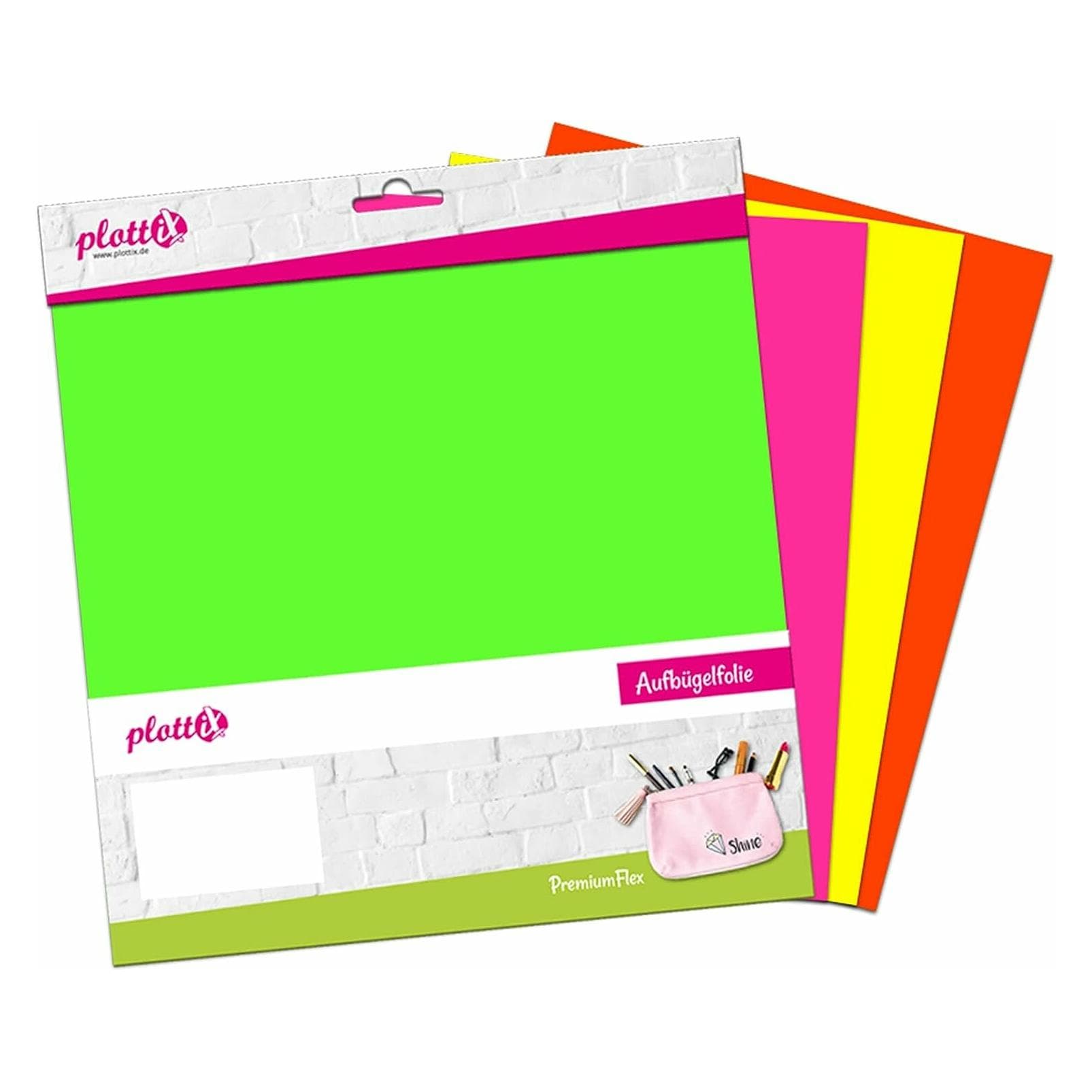 PlottiX, Accessoires voor snijplotters, PremiumFlex Neon Bundel 30cm x 30cm (4 folies)