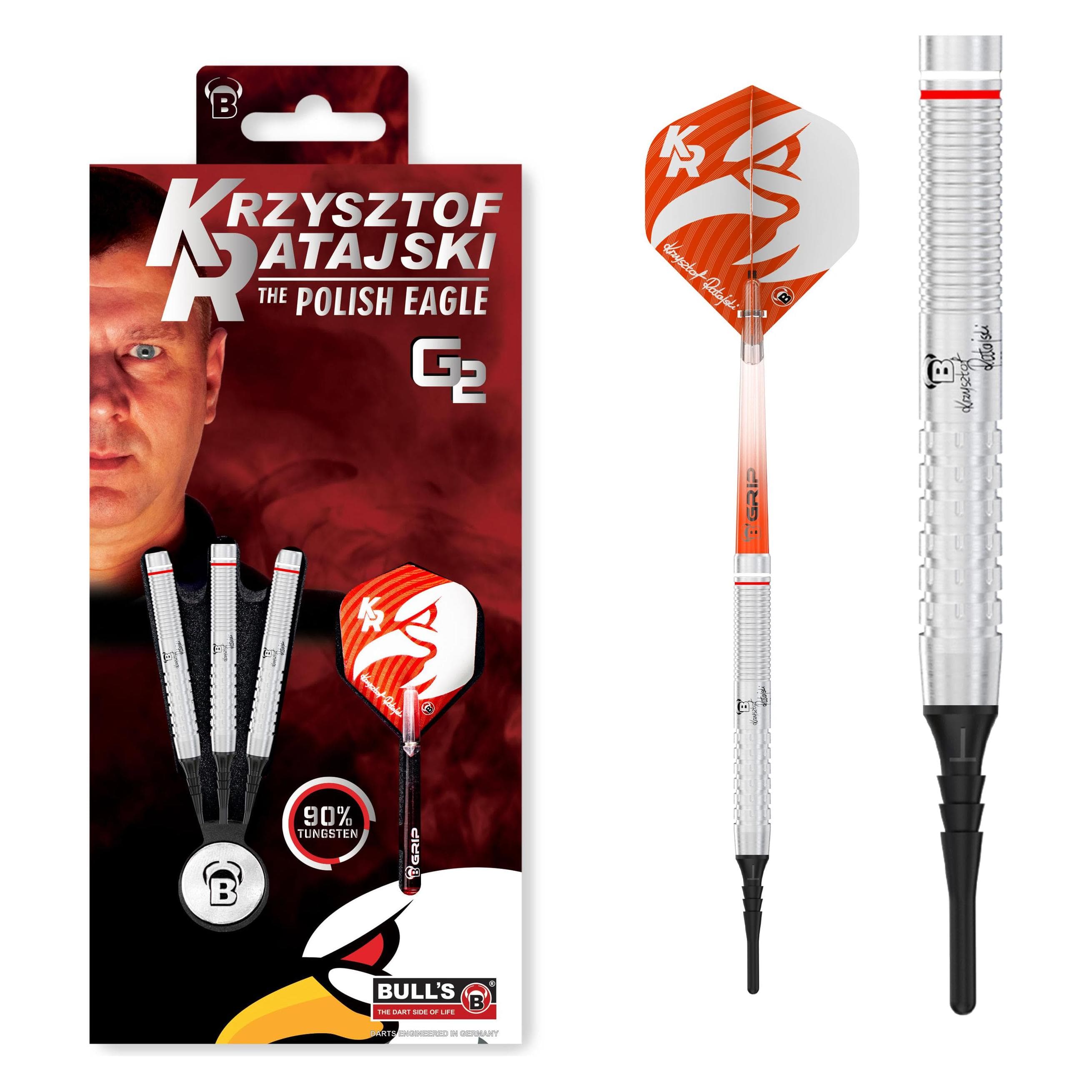 Bull's Krzysztof Ratajski Soft Dart G2, 90% wolfraam (18 g)