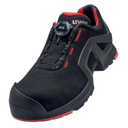 Uvex, Werkschoenen, 1 support lage schoenen S3 65671 zwart, rood breedte 10 maat 43 (S3, 43)