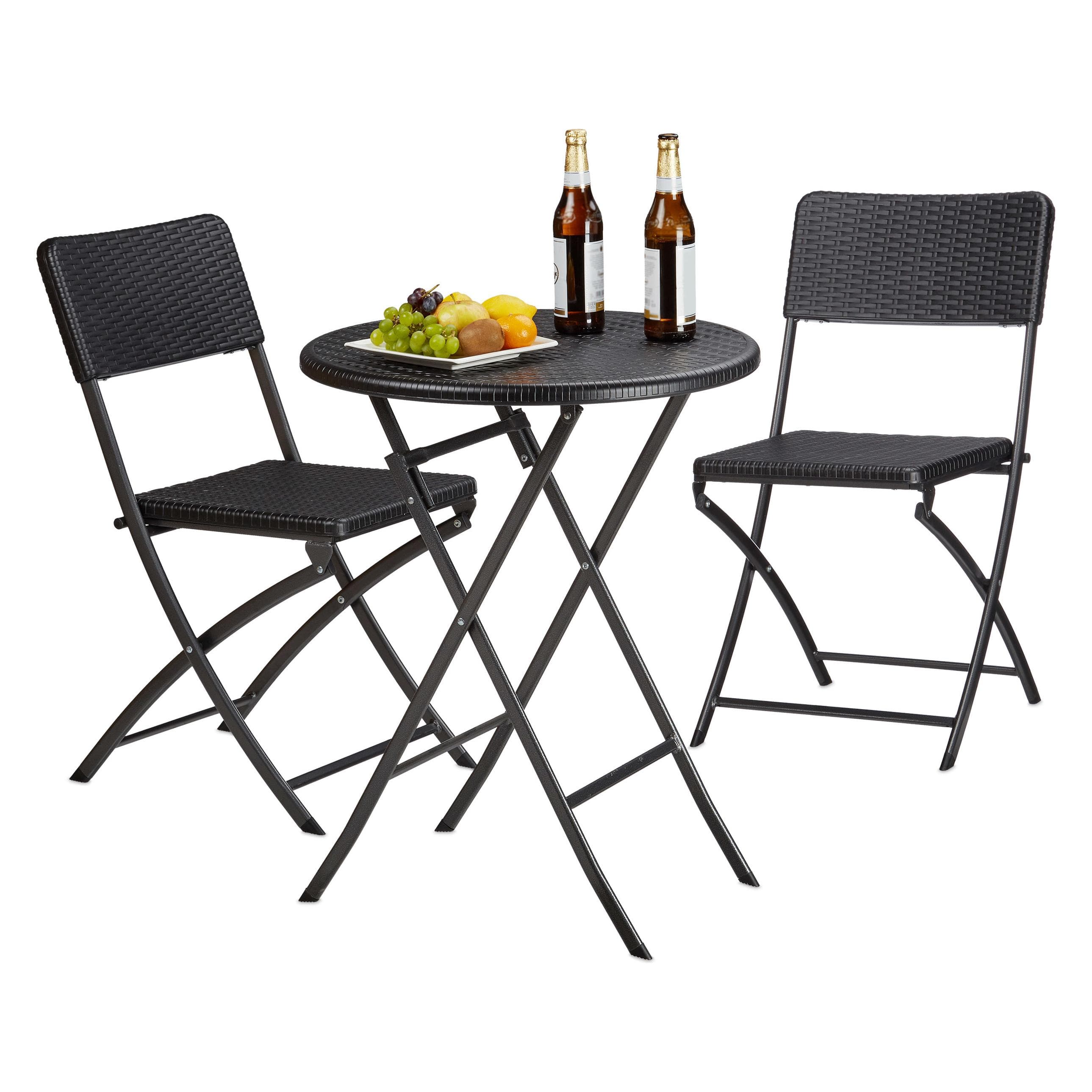 Relaxdays, Tuintafel + balkontafel, Gartenmöbel Set (59.50 x 75.50 cm)